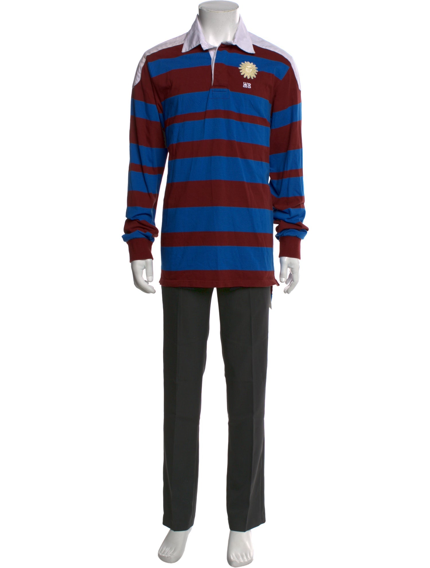 Wales Bonner Striped Collar Polo Shirt