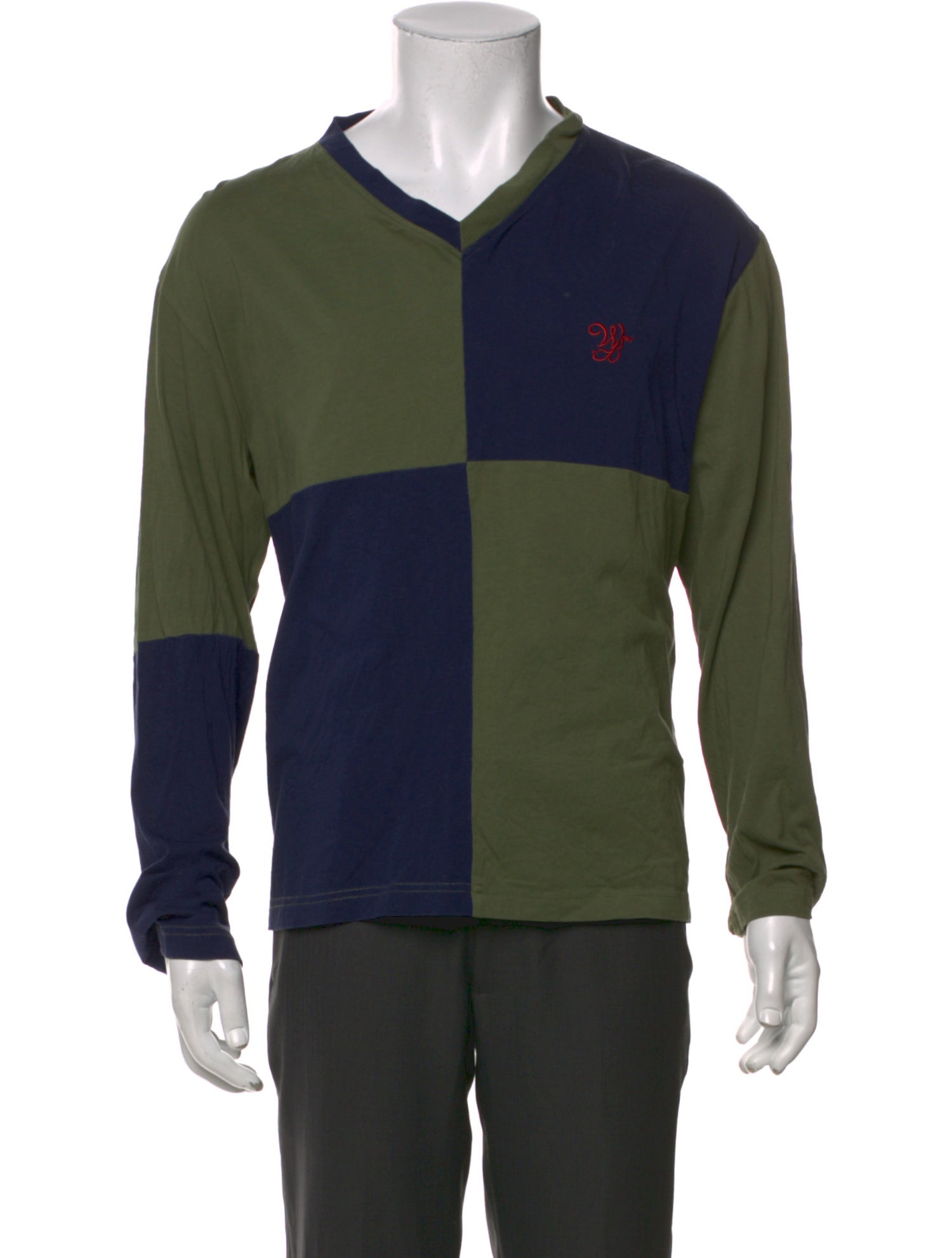 Wales Bonner Colorblock Pattern V-Neck Henley