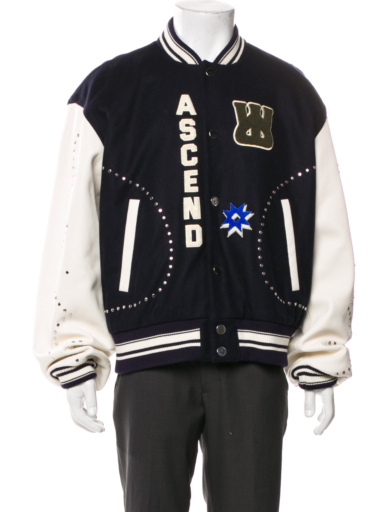 Wales Bonner Wool Graphic Print Varsity Jacket