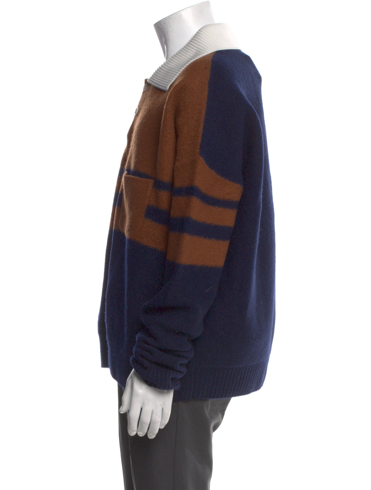 Wales Bonner Wool Colorblock Pattern Polo Sweater