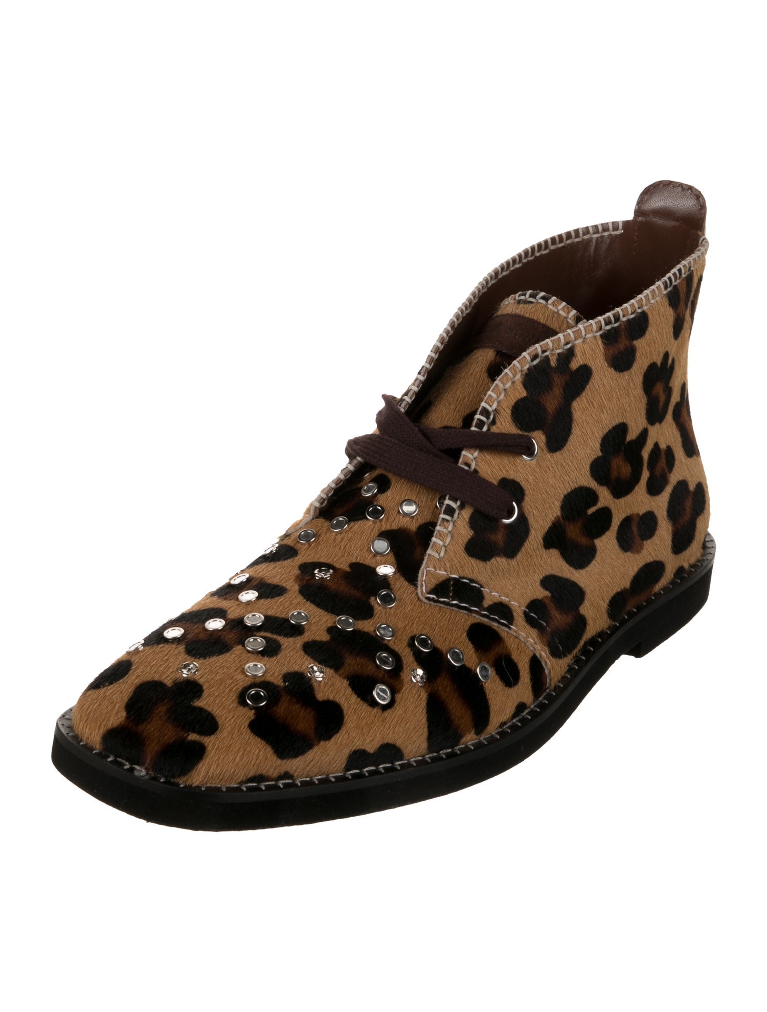 Wales Bonner Calf Hair Animal Print Lace-Up Boots