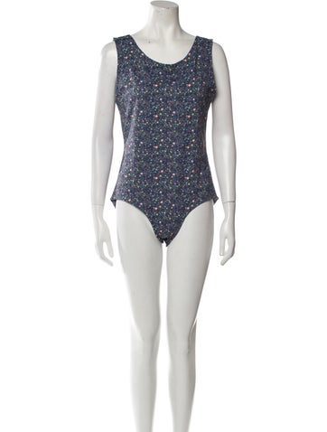 LHD Tops Floral Print Scoop Neck Bodysuit L