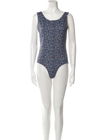 LHD Tops Printed Scoop Neck Bodysuit L