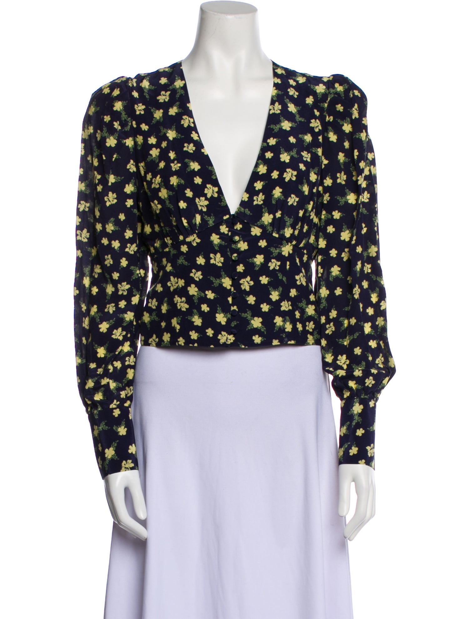 LHD Floral Print V-Neck Crop Top