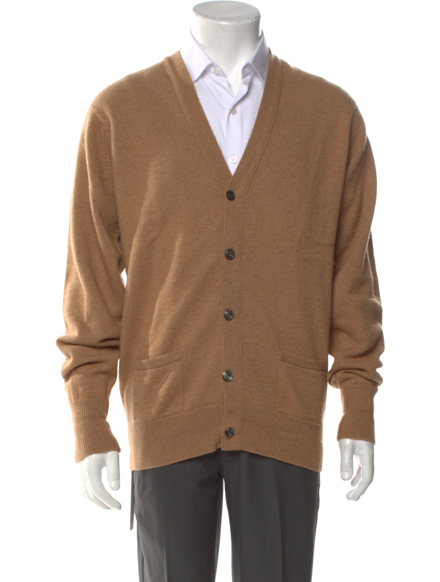 William Lockie Camel Hair V-Neck Cardigan