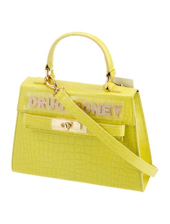 Mawi Embossed Leather Top Handle Bag