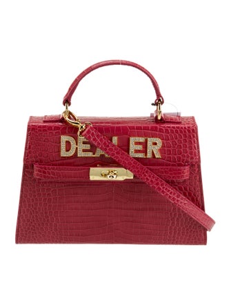 Mawi Embossed Leather Top Handle Bag