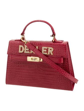 Mawi Embossed Leather Top Handle Bag