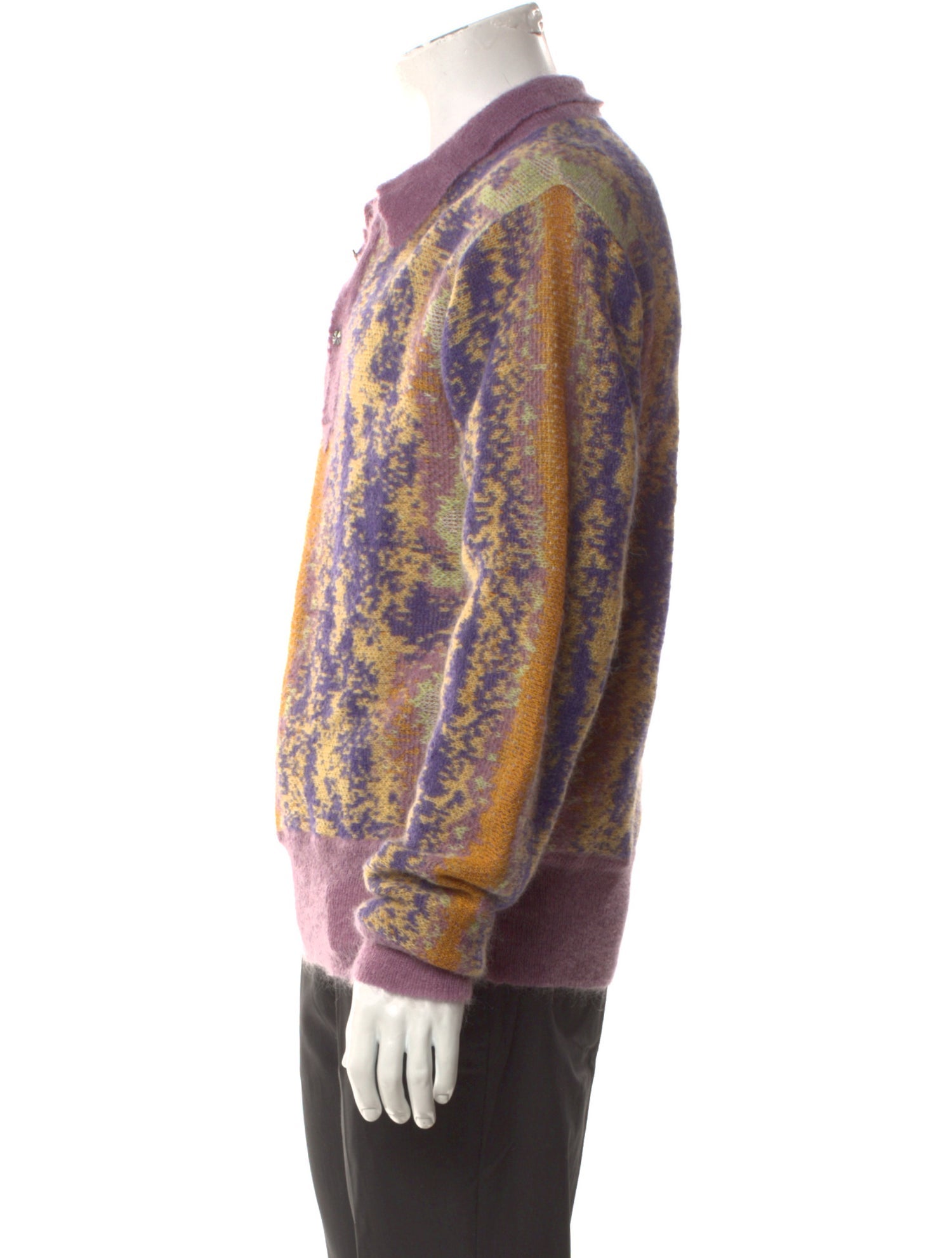 Winnie New York Printed Collar Polo Sweater