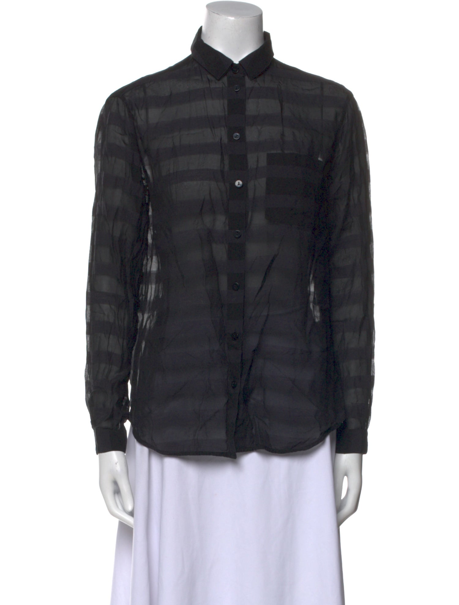 Won Hundred Silk Long Sleeve Button-Up Top