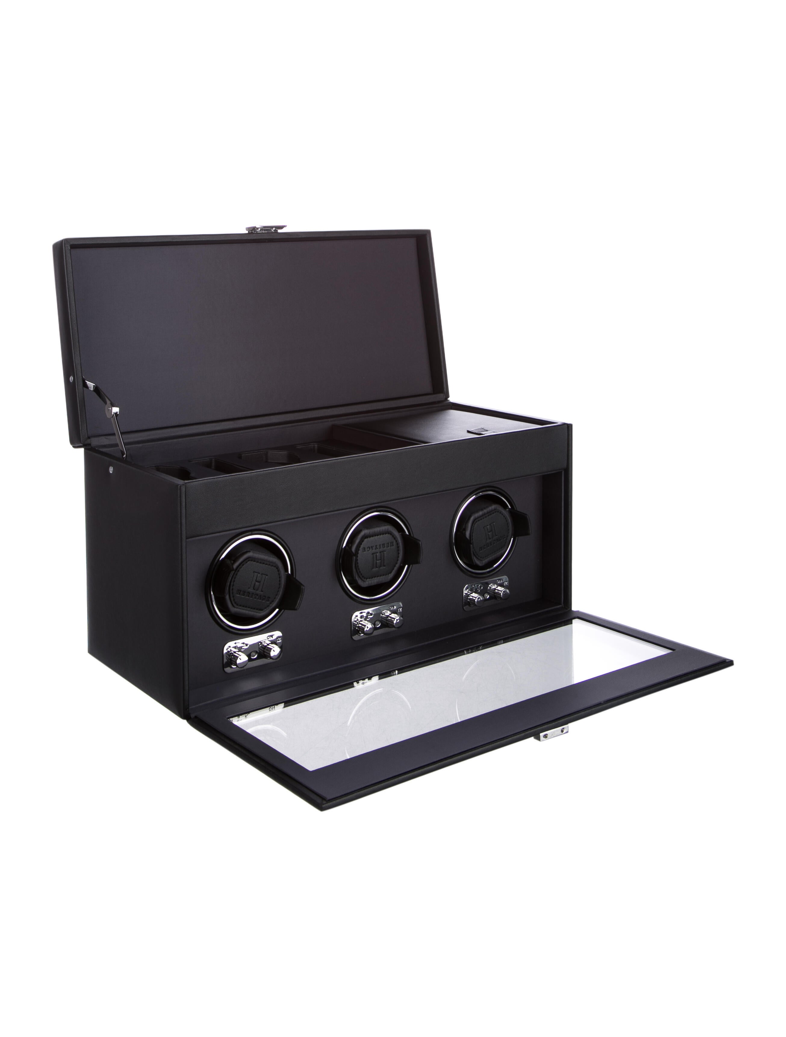 Wolf Heritage Triple Watch Winder with Storage Black Tech & Travel, Decor & Accessories