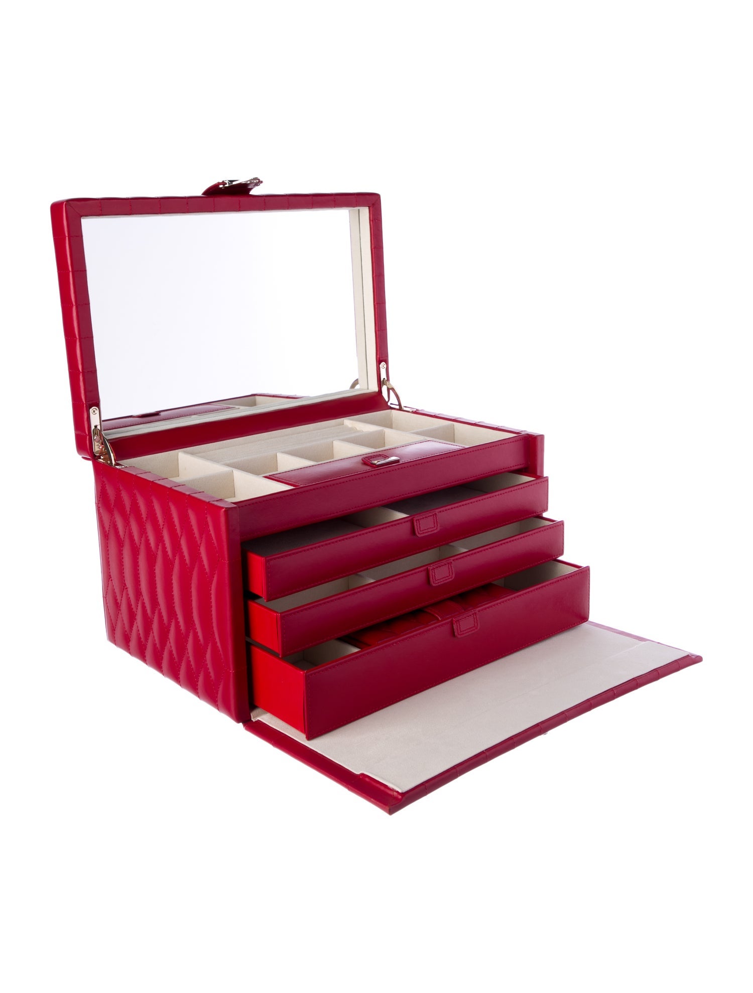 Wolf Caroline Large Jewelry Case Red Decorative Accents, Decor