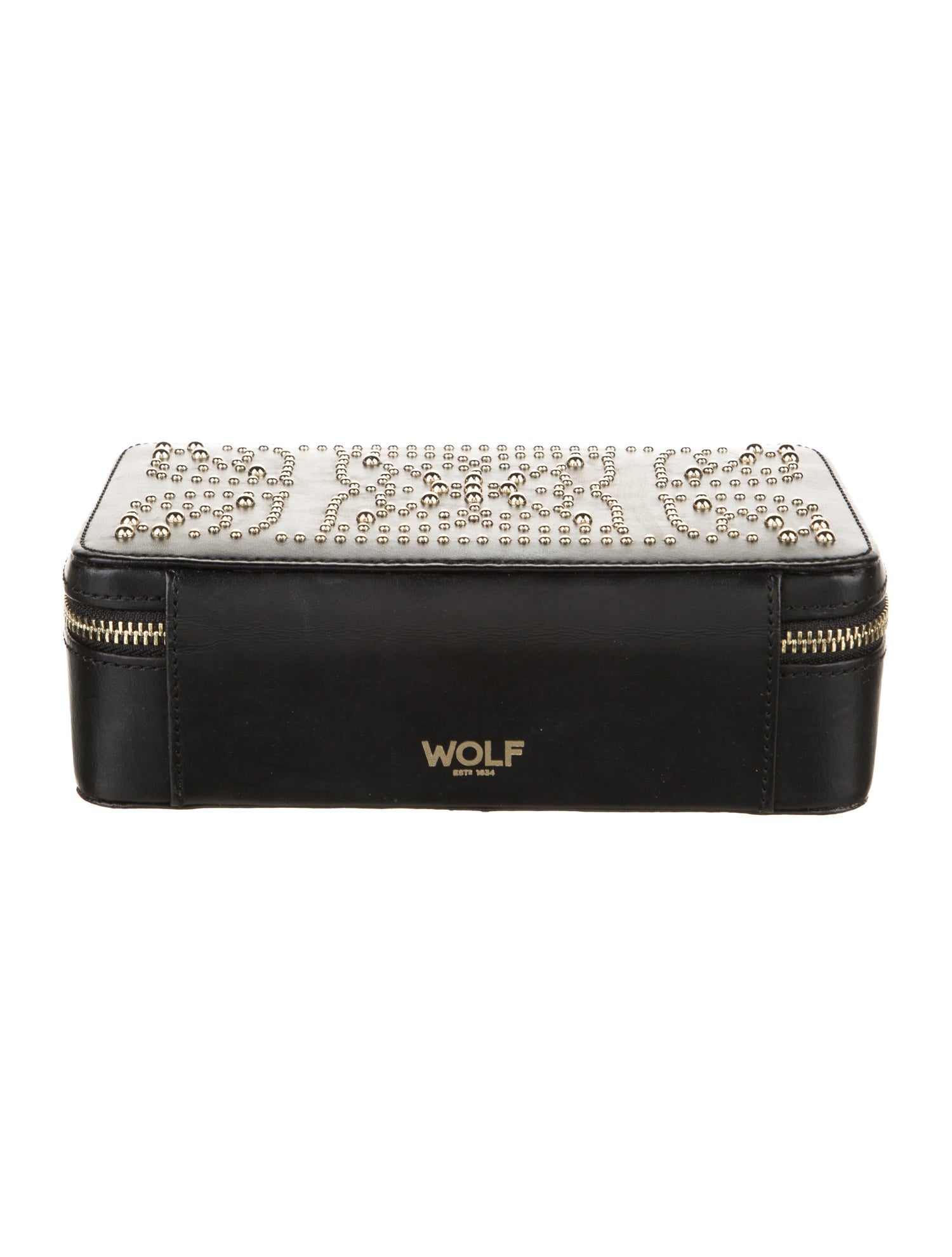 Wolf Leather Studded Cosmetic Bag