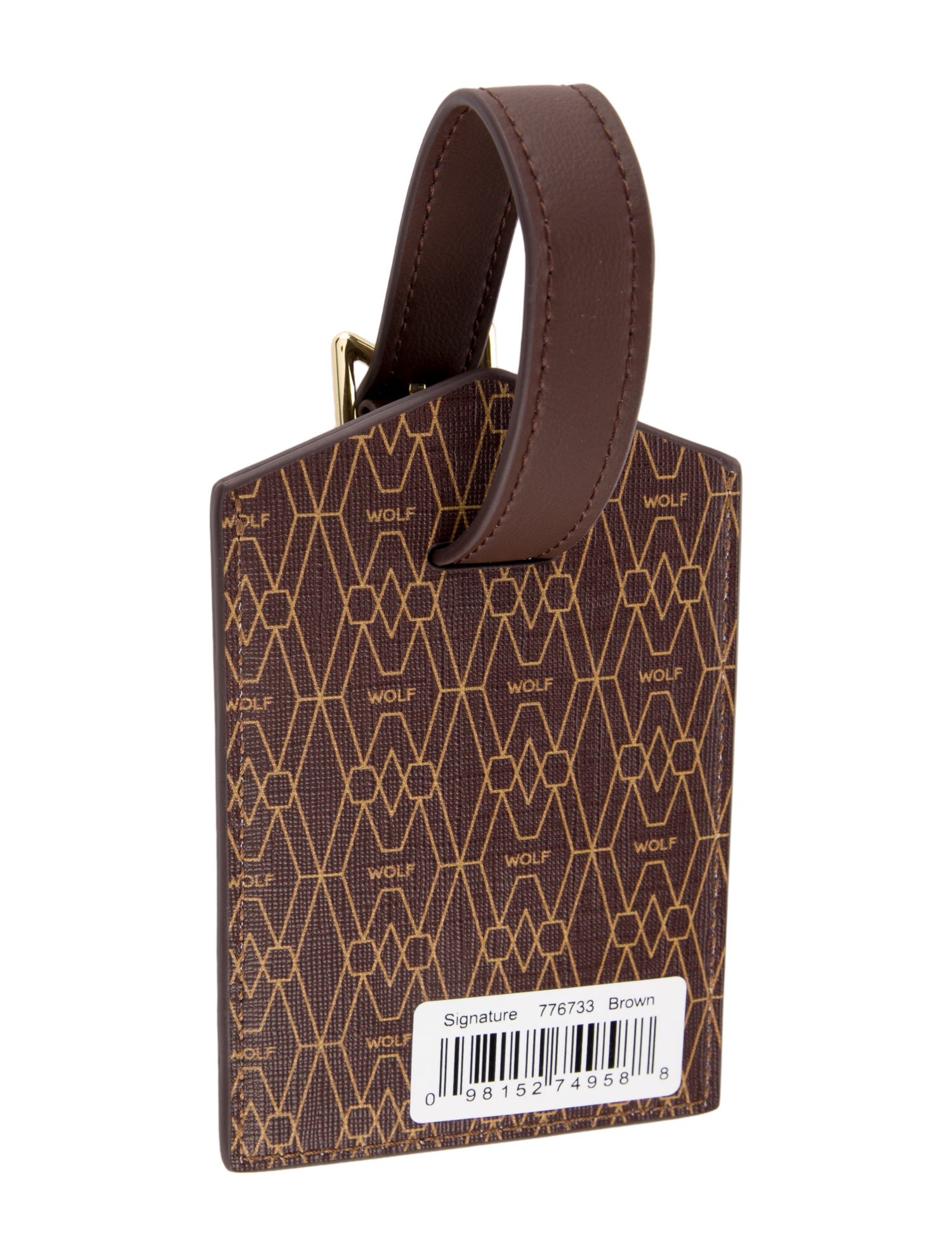 Wolf Patterned Leather Luggage Tag