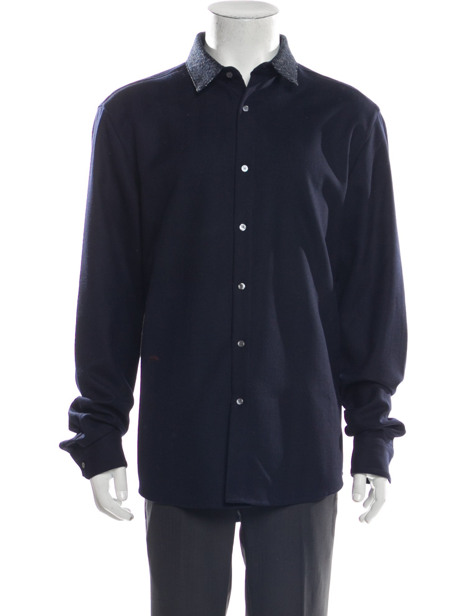 Wooyoungmi Wool Long Sleeve Dress Shirt - Black Dress Shirts, Clothing ...
