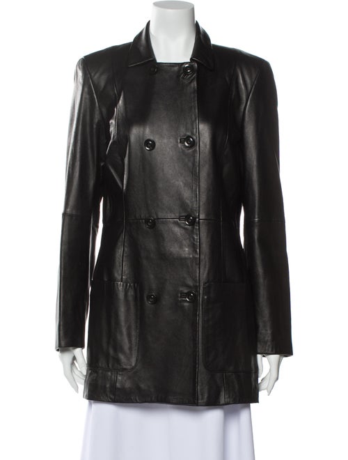 Worth Leather Trench Coat Black