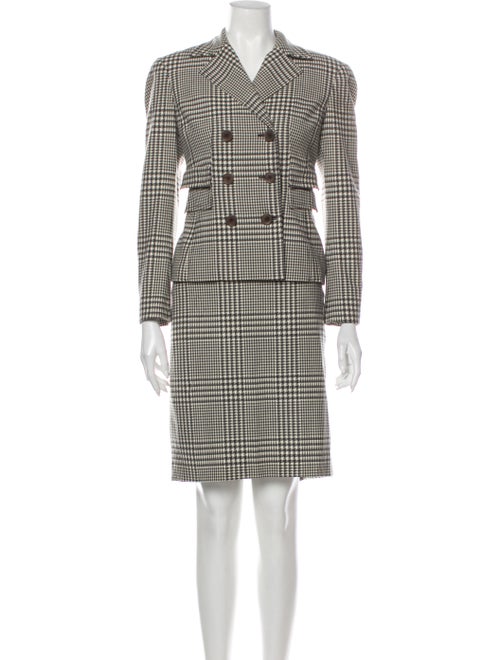 Worth Wool Plaid Print Skirt Suit Wool