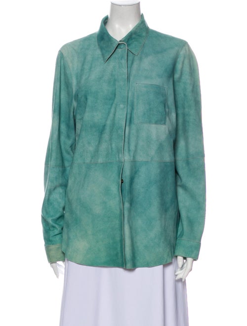Worth Leather Tie-Dye Print Jacket Green