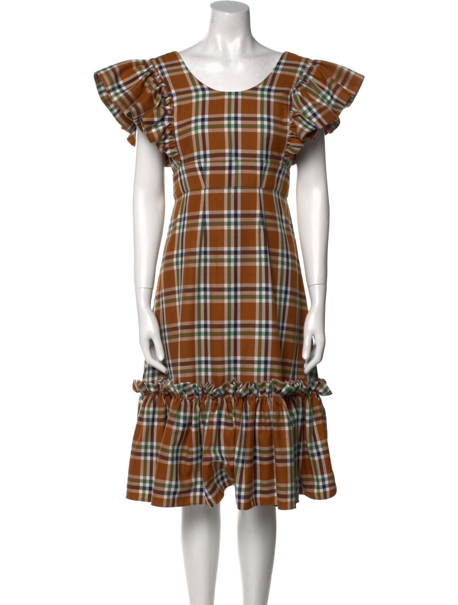 Lindsey Thornburg Plaid Print Midi Length Dress