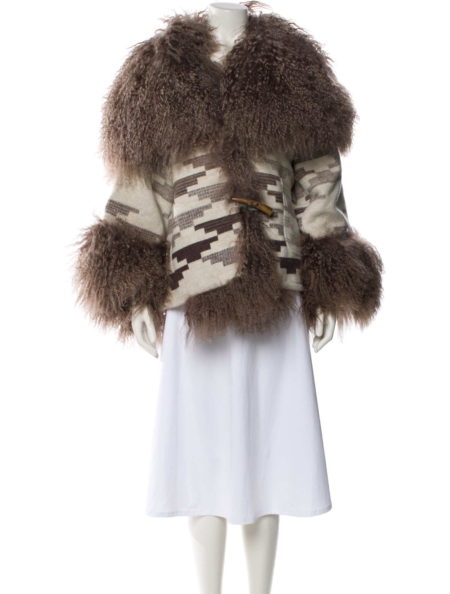 Lindsey Thornburg Wool Printed Fur Jacket