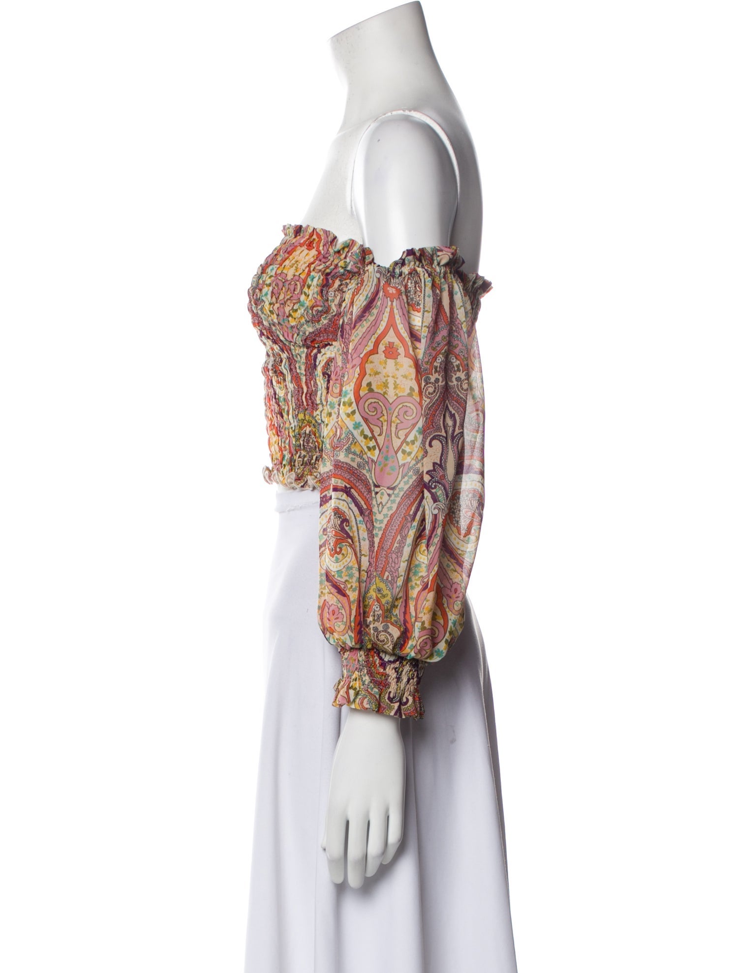 W Les Femmas Paisley Print Off-The-Shoulder Crop Top w/ Tags