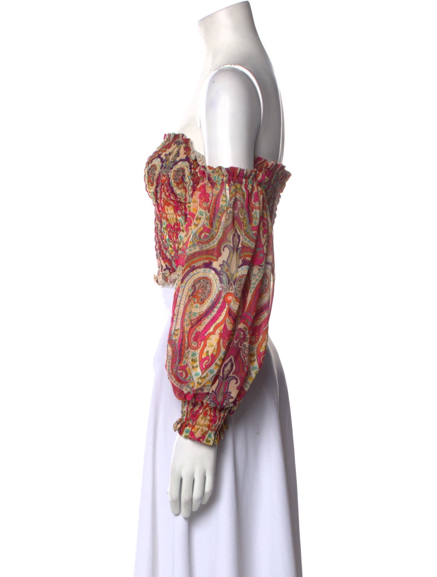 W Les Femmas Paisley Print Off-The-Shoulder Crop Top w/ Tags