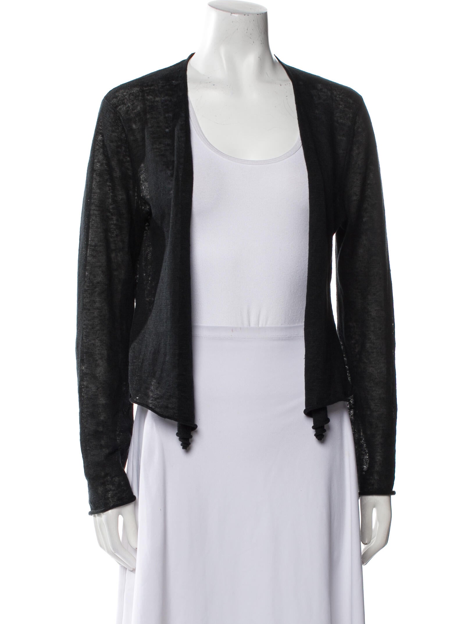 White + Warren Linen Open Front Sweater