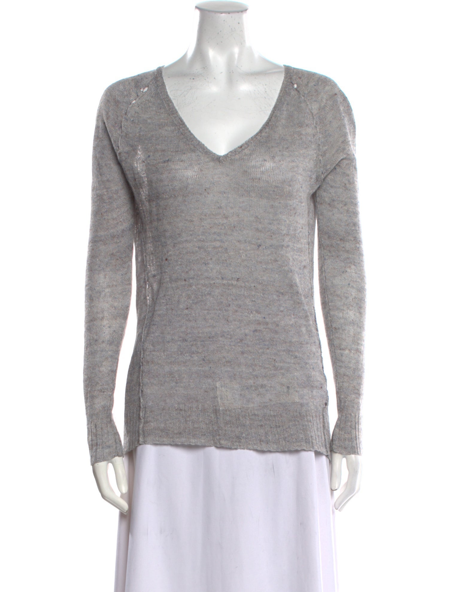 White + Warren Linen V-Neck Sweater