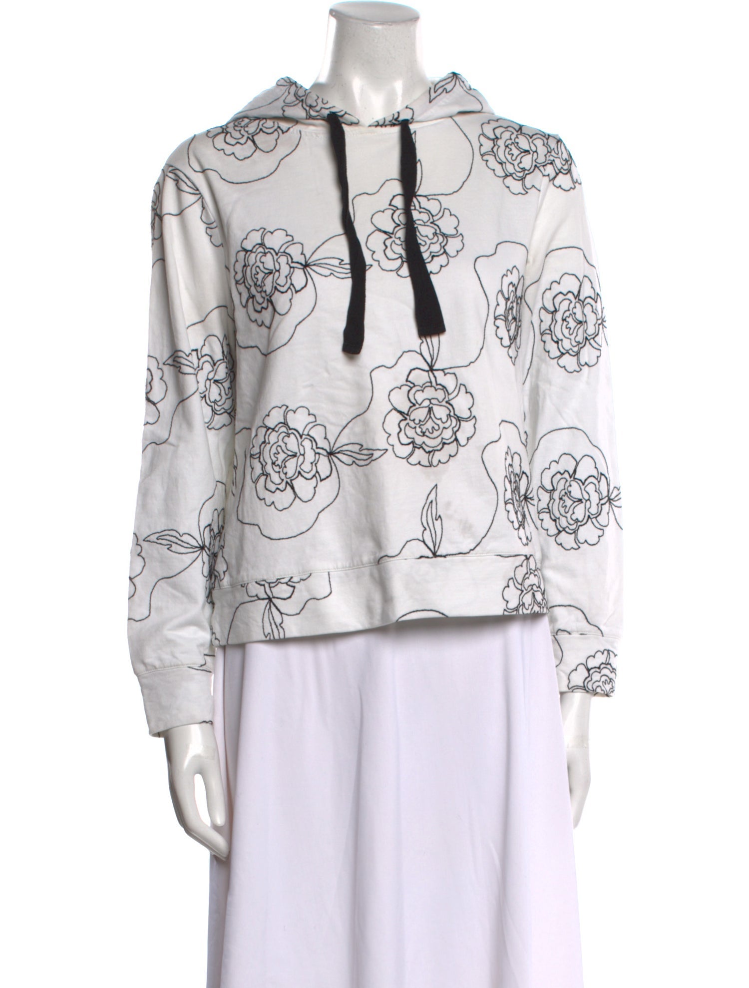 White + Warren Floral Print Crew Neck Blouse