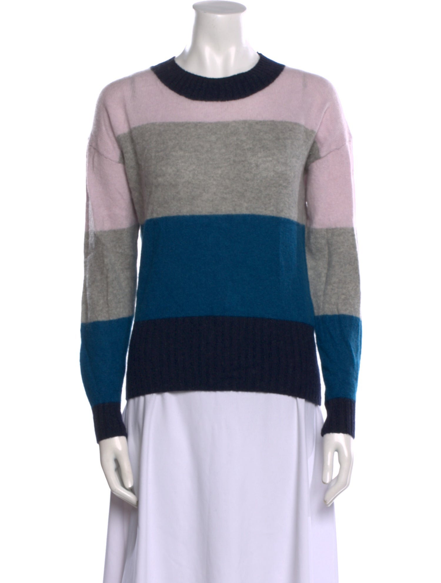 White + Warren Cashmere Colorblock Pattern Sweater