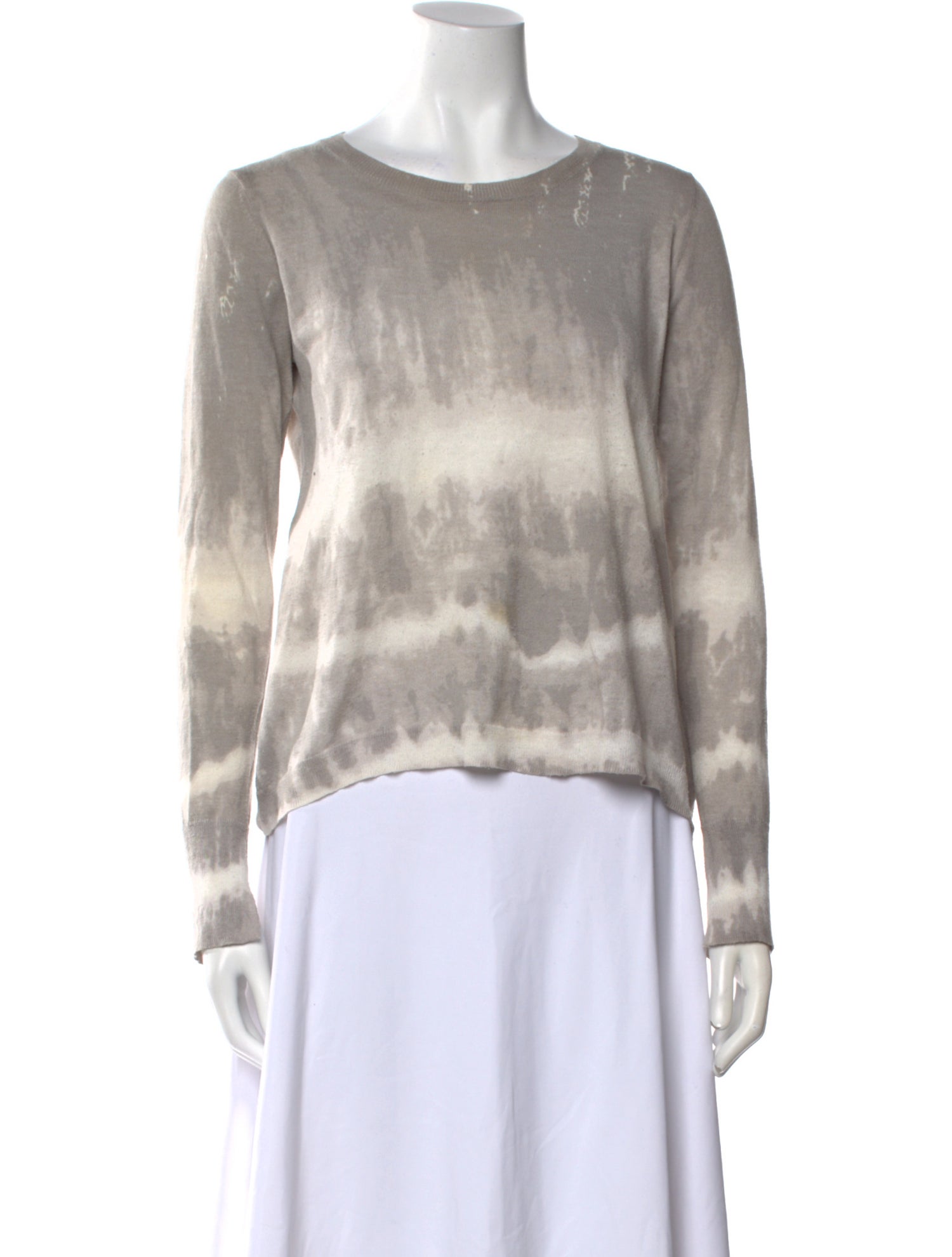 White + Warren Tie-Dye Print Crew Neck Blouse