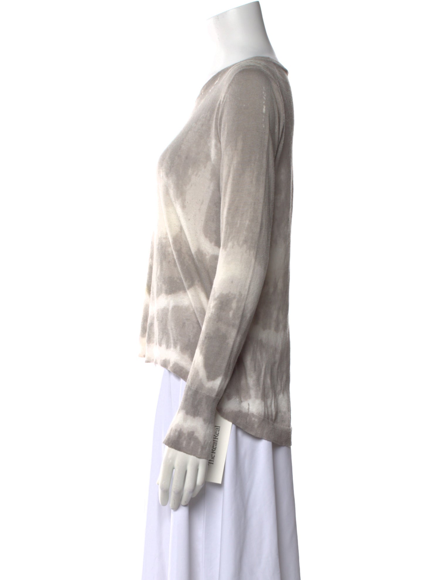 White + Warren Tie-Dye Print Crew Neck Blouse