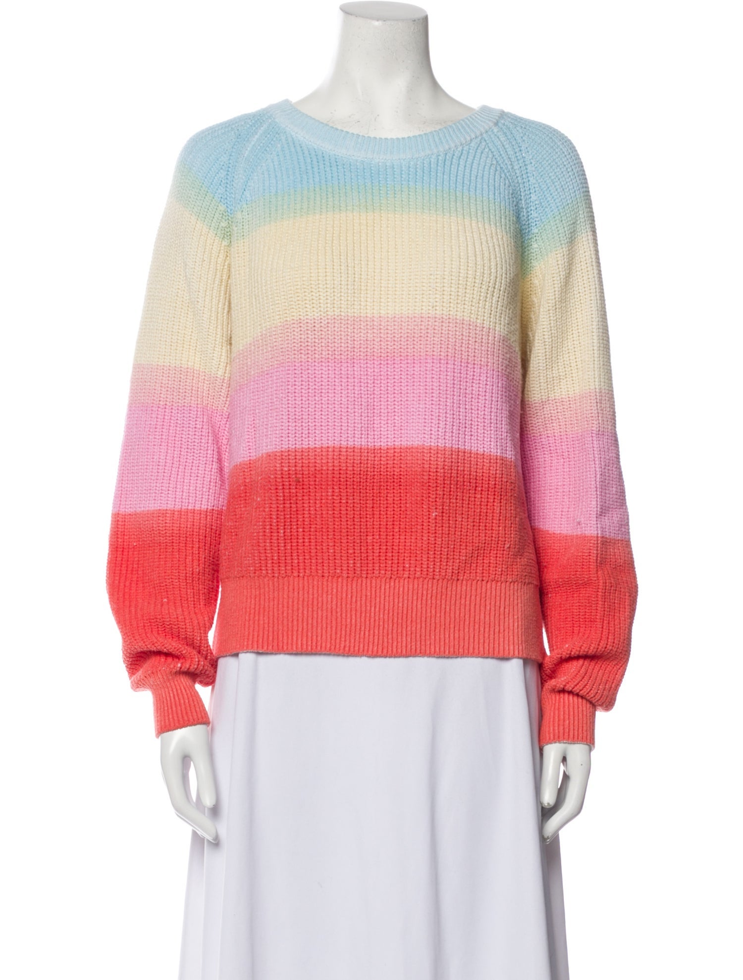 White + Warren Colorblock Pattern Crew Neck Sweater