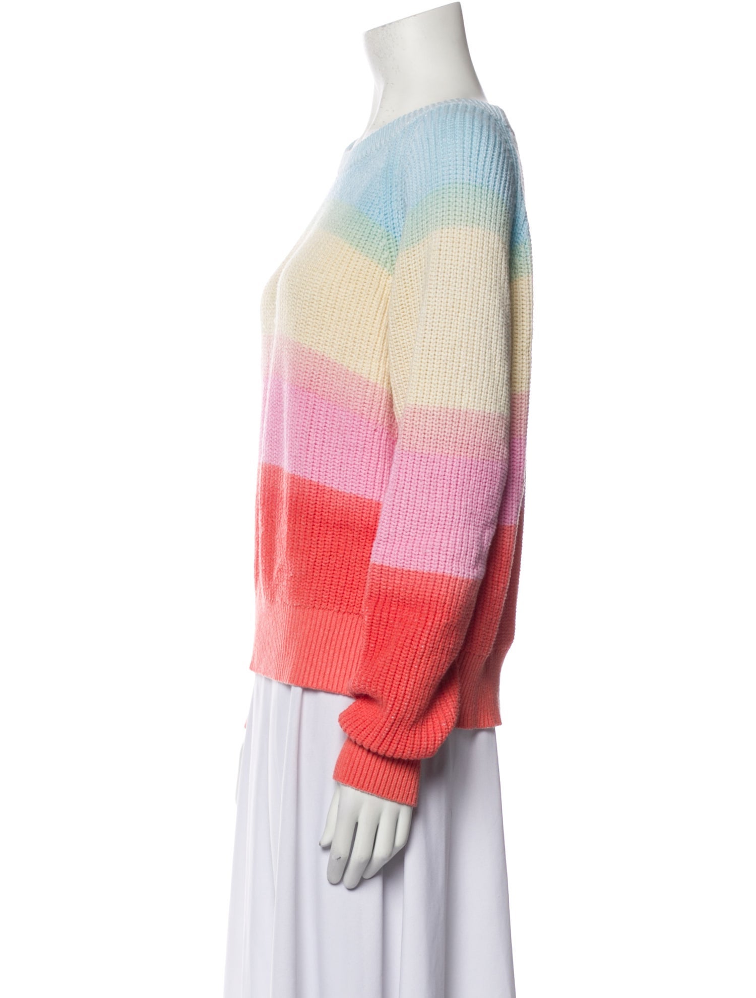White + Warren Colorblock Pattern Crew Neck Sweater