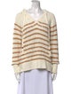 White + Warren Striped V-Neck Blouse