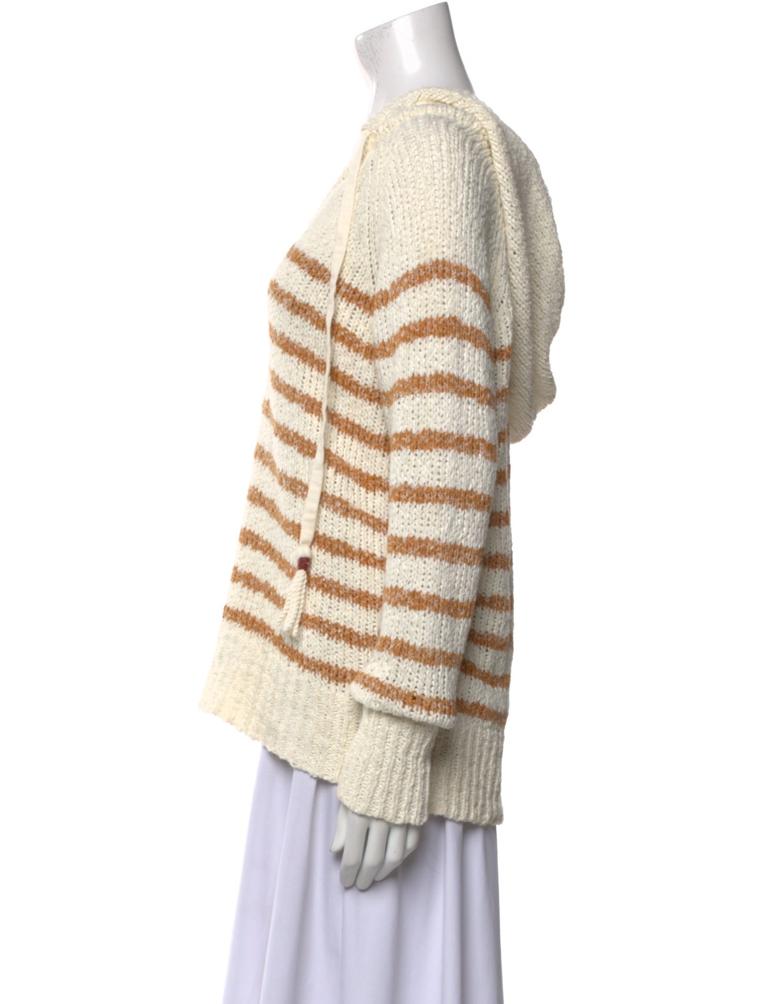 White + Warren Striped V-Neck Blouse