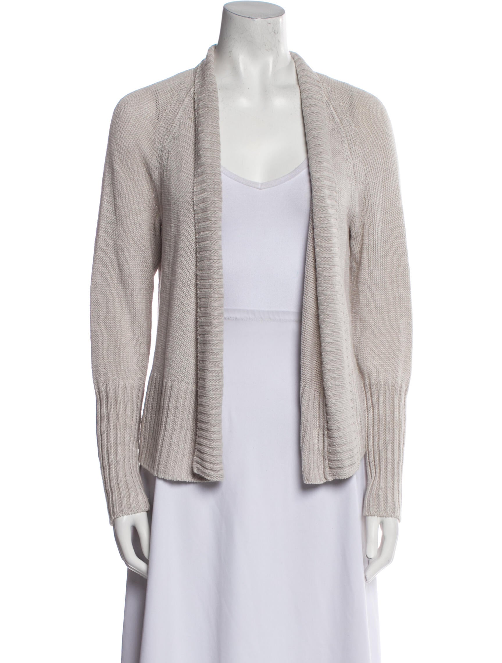 White + Warren Linen Open Front Sweater