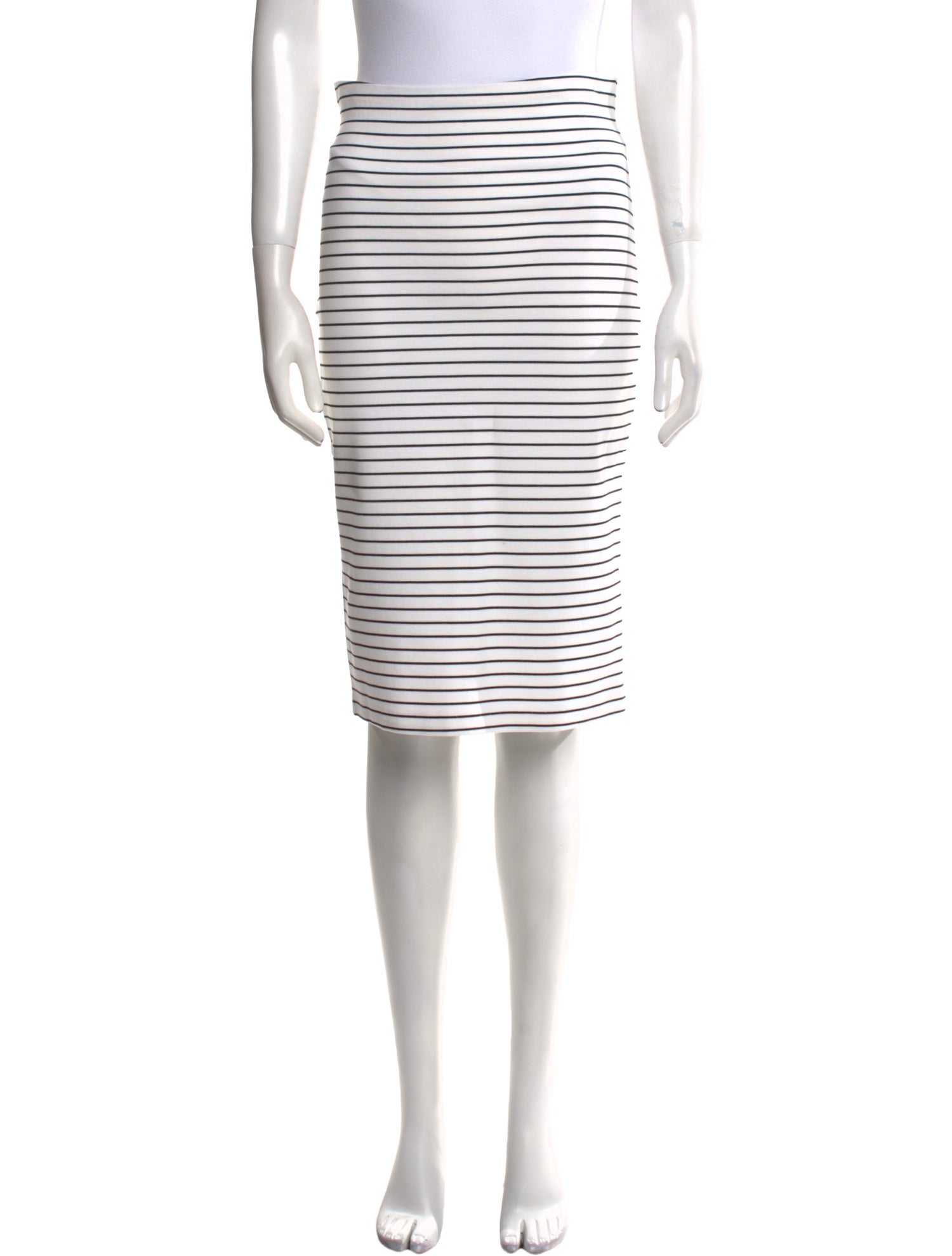White + Warren Striped Knee-Length Skirt