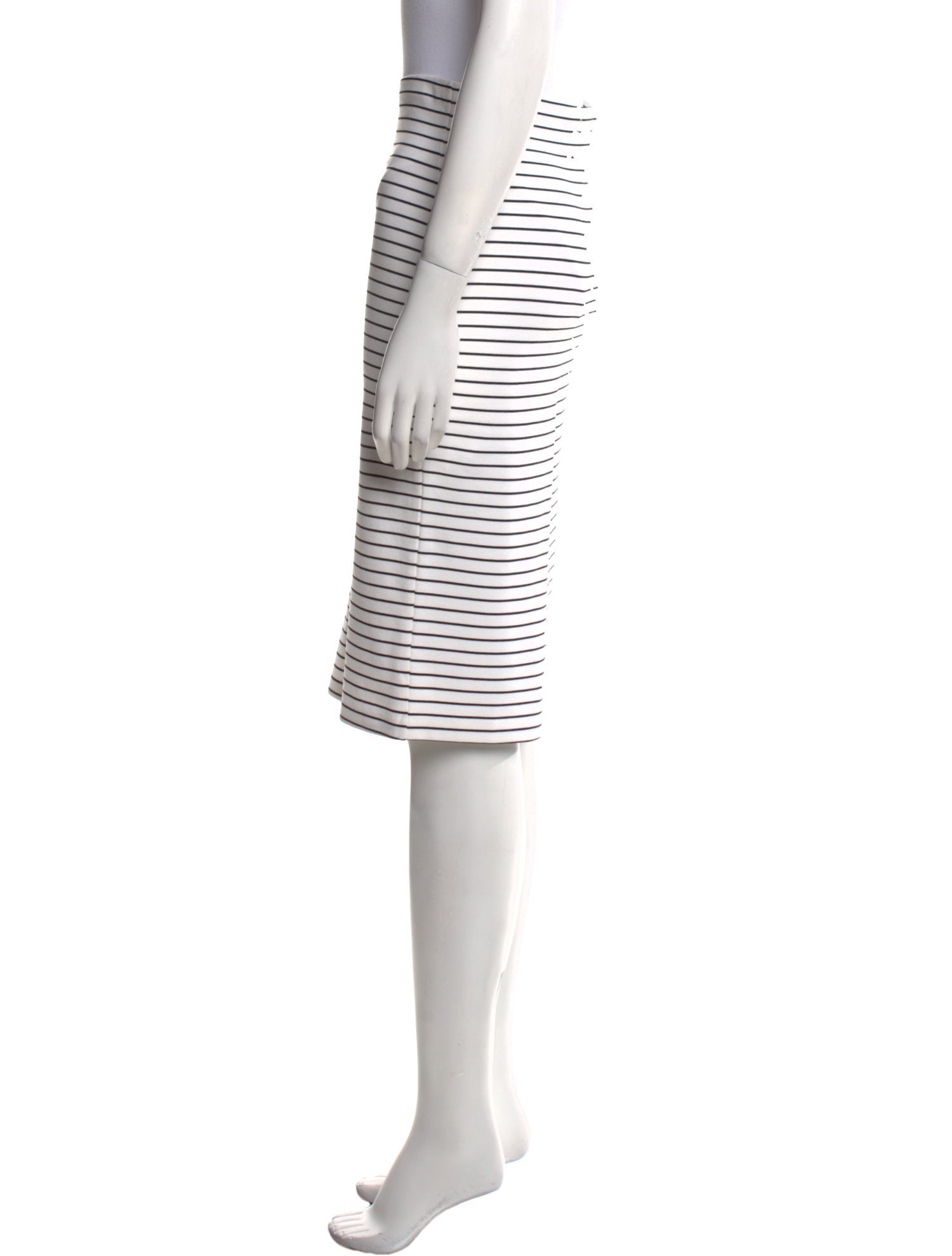 White + Warren Striped Knee-Length Skirt