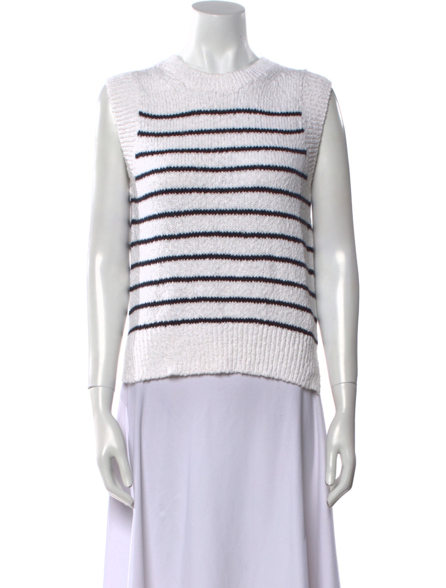 White + Warren Striped Crew Neck Sweater w/ Tags