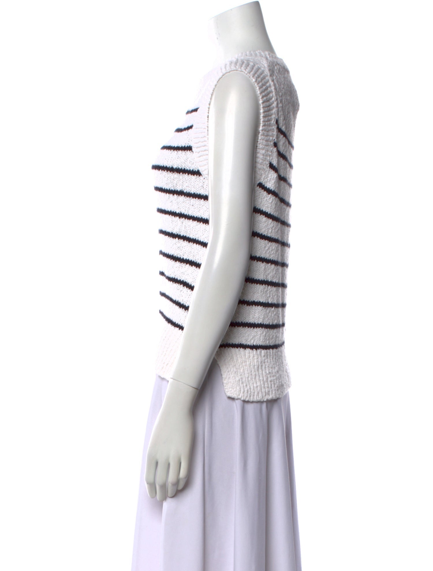 White + Warren Striped Crew Neck Sweater w/ Tags