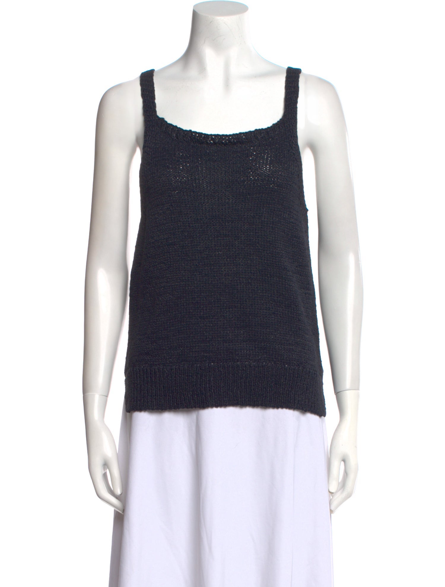 White + Warren Square Neckline Sleeveless Top