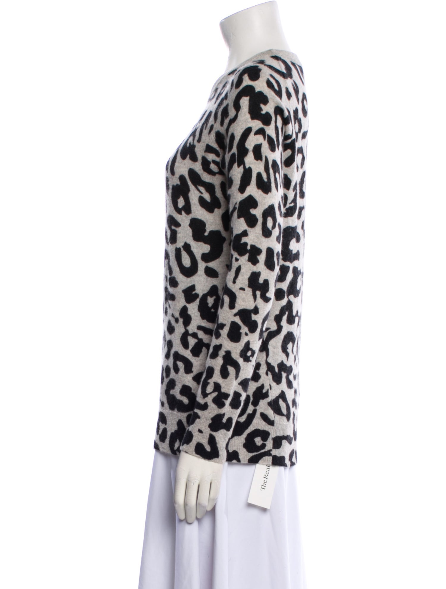 White + Warren Cashmere Animal Print Sweater
