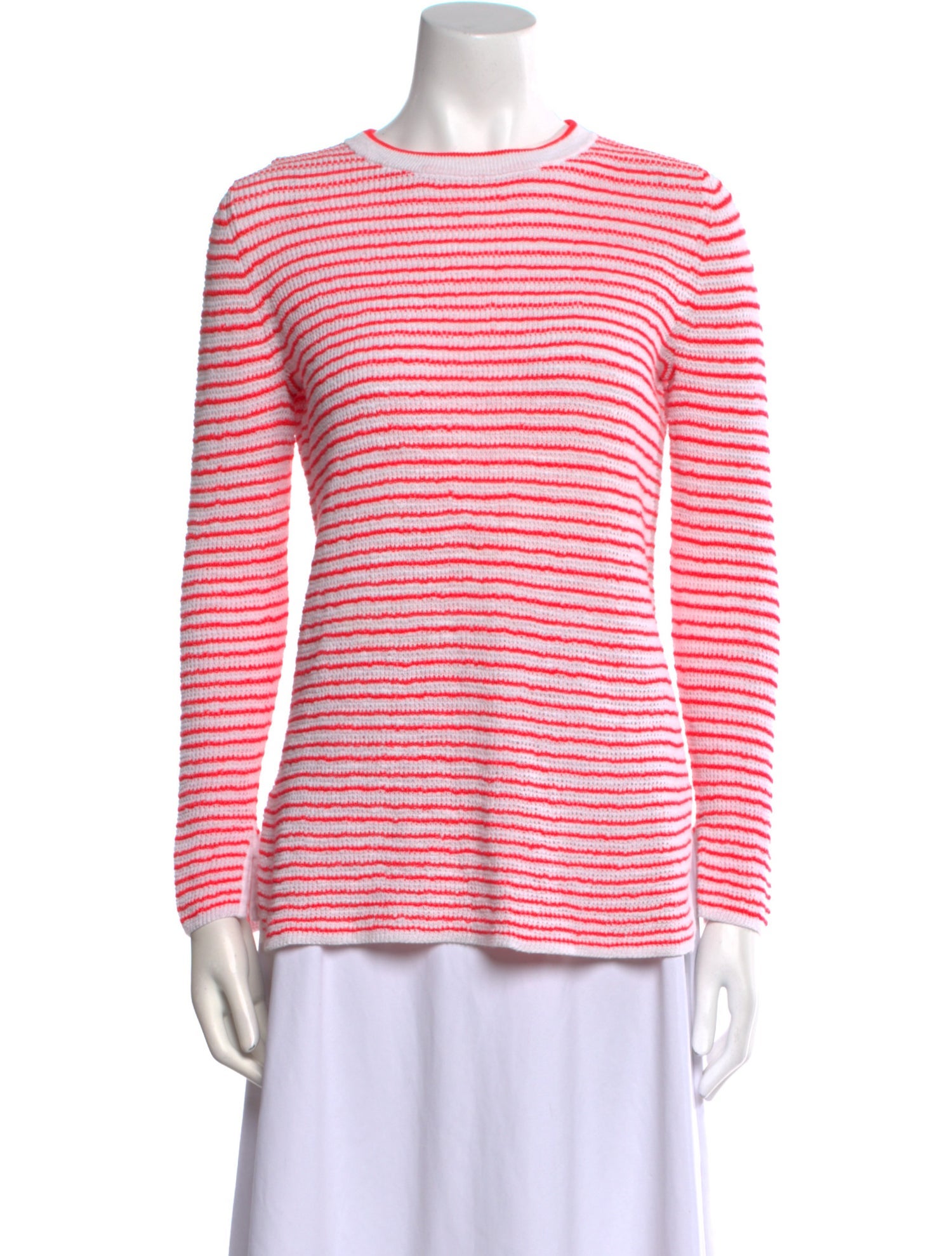 White + Warren Striped Crew Neck Sweater