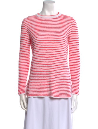 White + Warren Striped Crew Neck Sweater