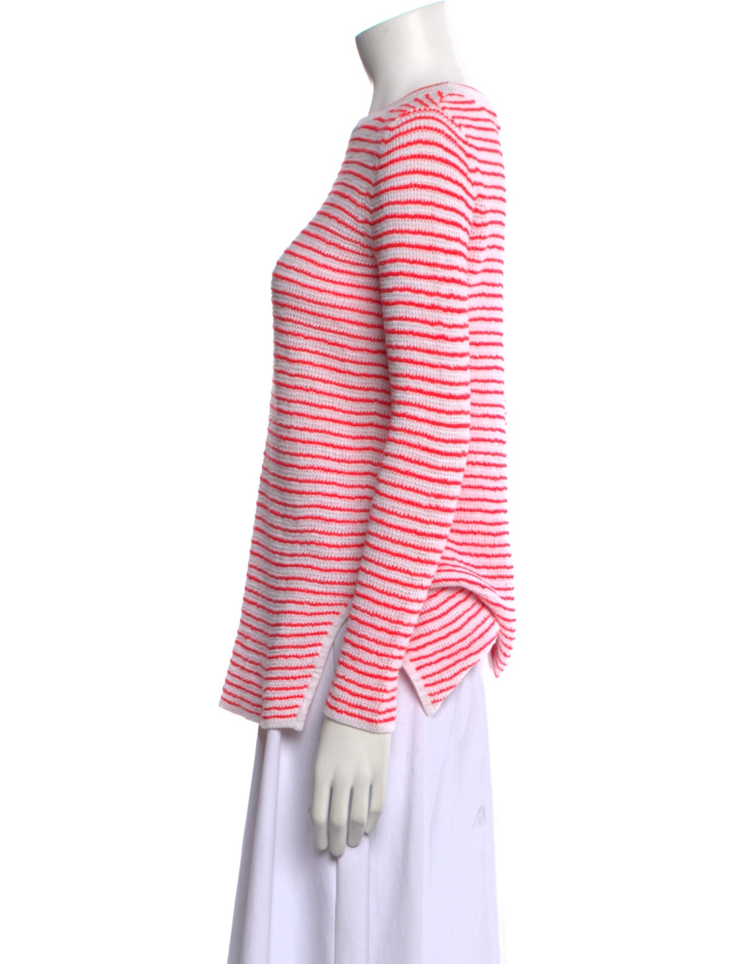 White + Warren Striped Crew Neck Sweater