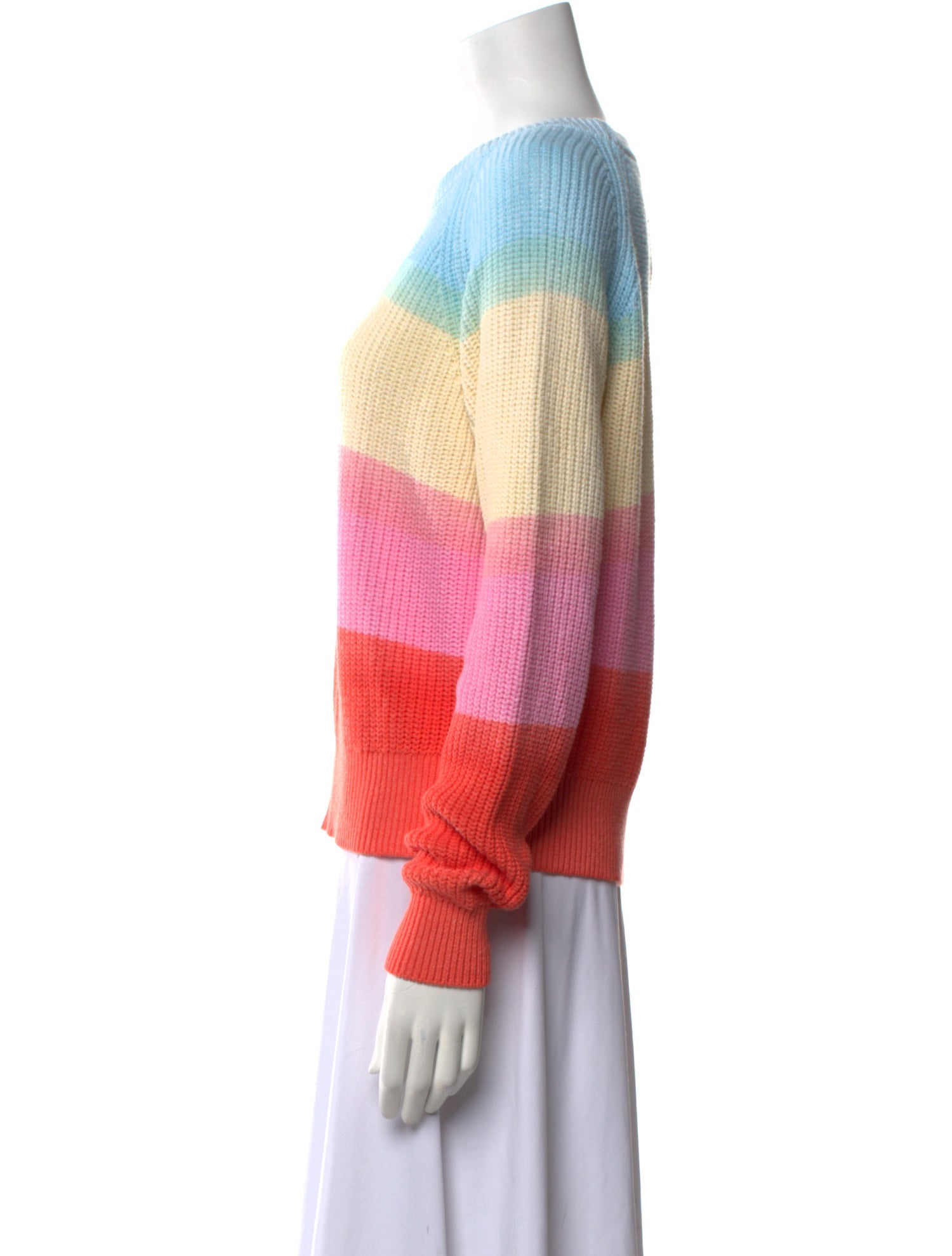 White + Warren Striped Crew Neck Sweater