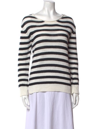 White + Warren Striped Scoop Neck Sweater