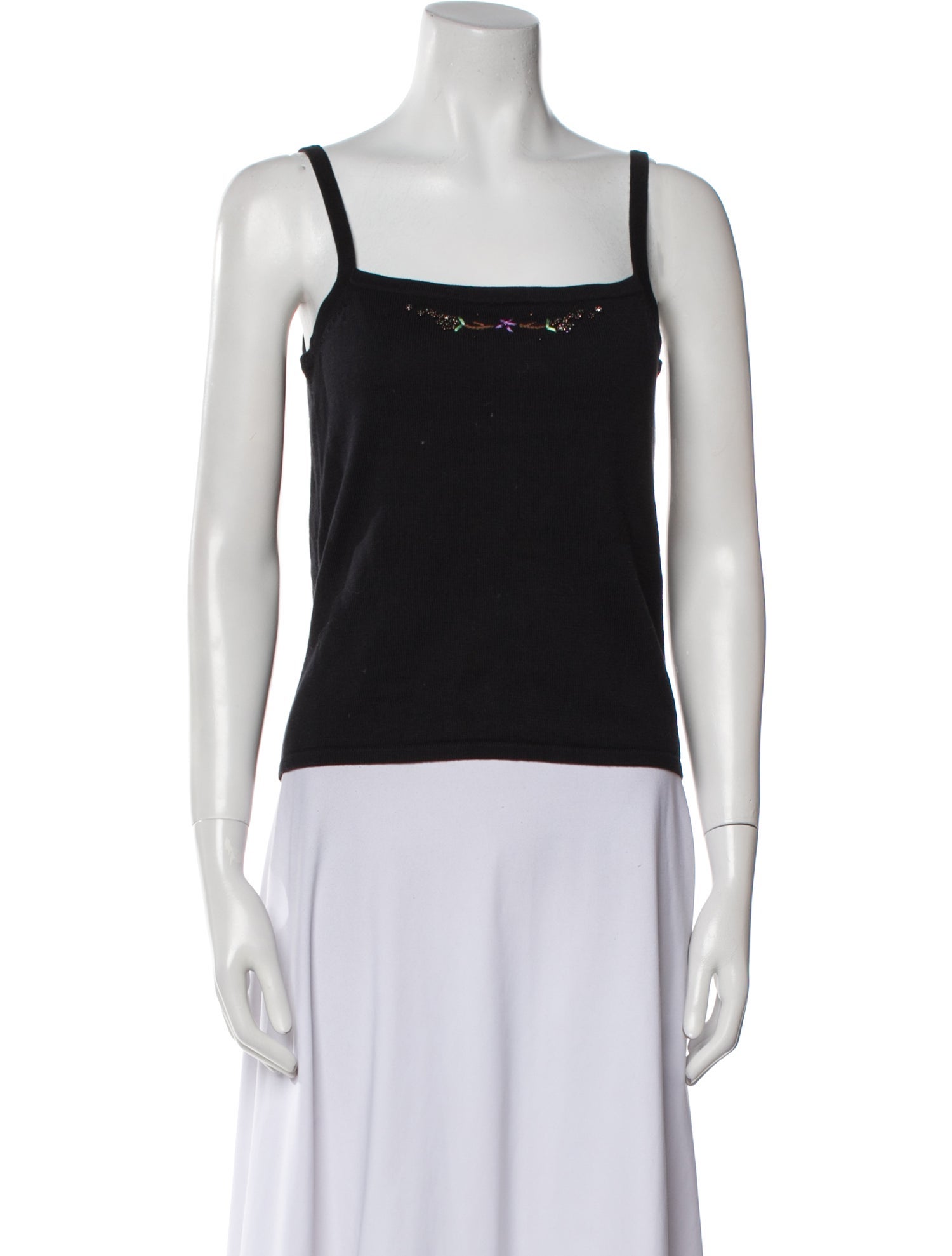 White + Warren Square Neckline Sleeveless Top