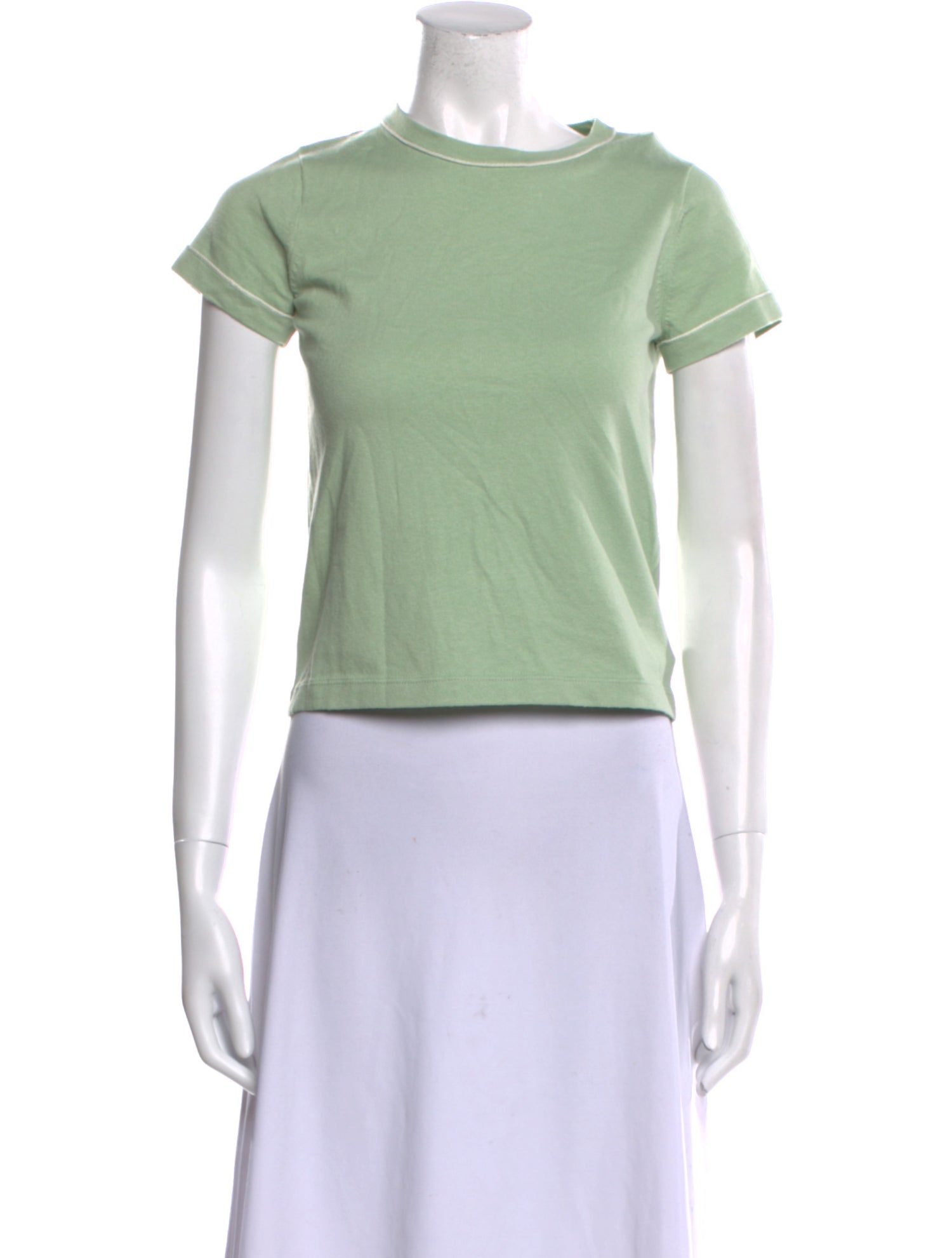 White + Warren Scoop Neck Short Sleeve Crop Top